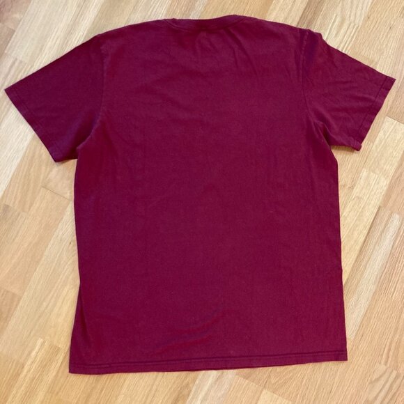 Adidas La Marque Aux 3 Bandes Deep Red Gold Foil T Shirt Size Large - Picture 4 of 5